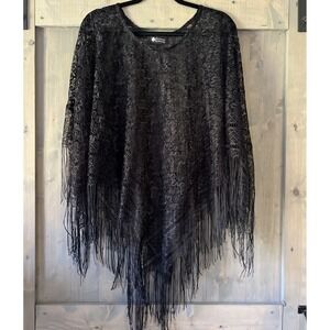 Maggie Barnes Lace Shawl With Fringe One Size Whimsigoth Dark Fairy Dark Romance